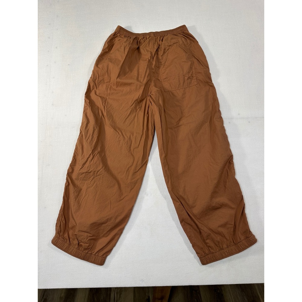 Aerie Women Small Brown Cotton Poplin Balloon Parachute Pants Elastic Waist - Picture 3 of 8
